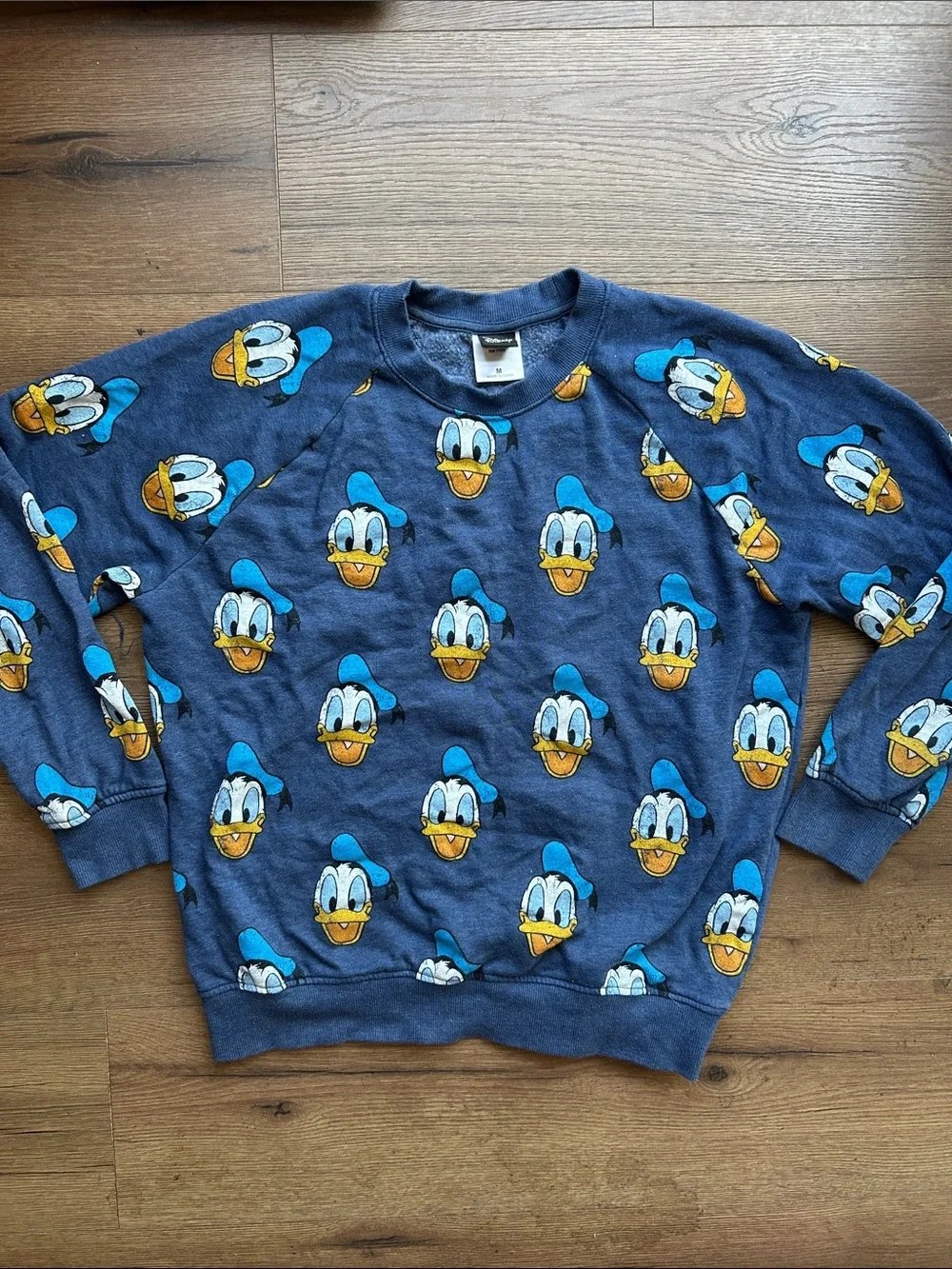 Disney Navy Blue Donald Duck Repeat Print Crewneck Sweater !! Medium